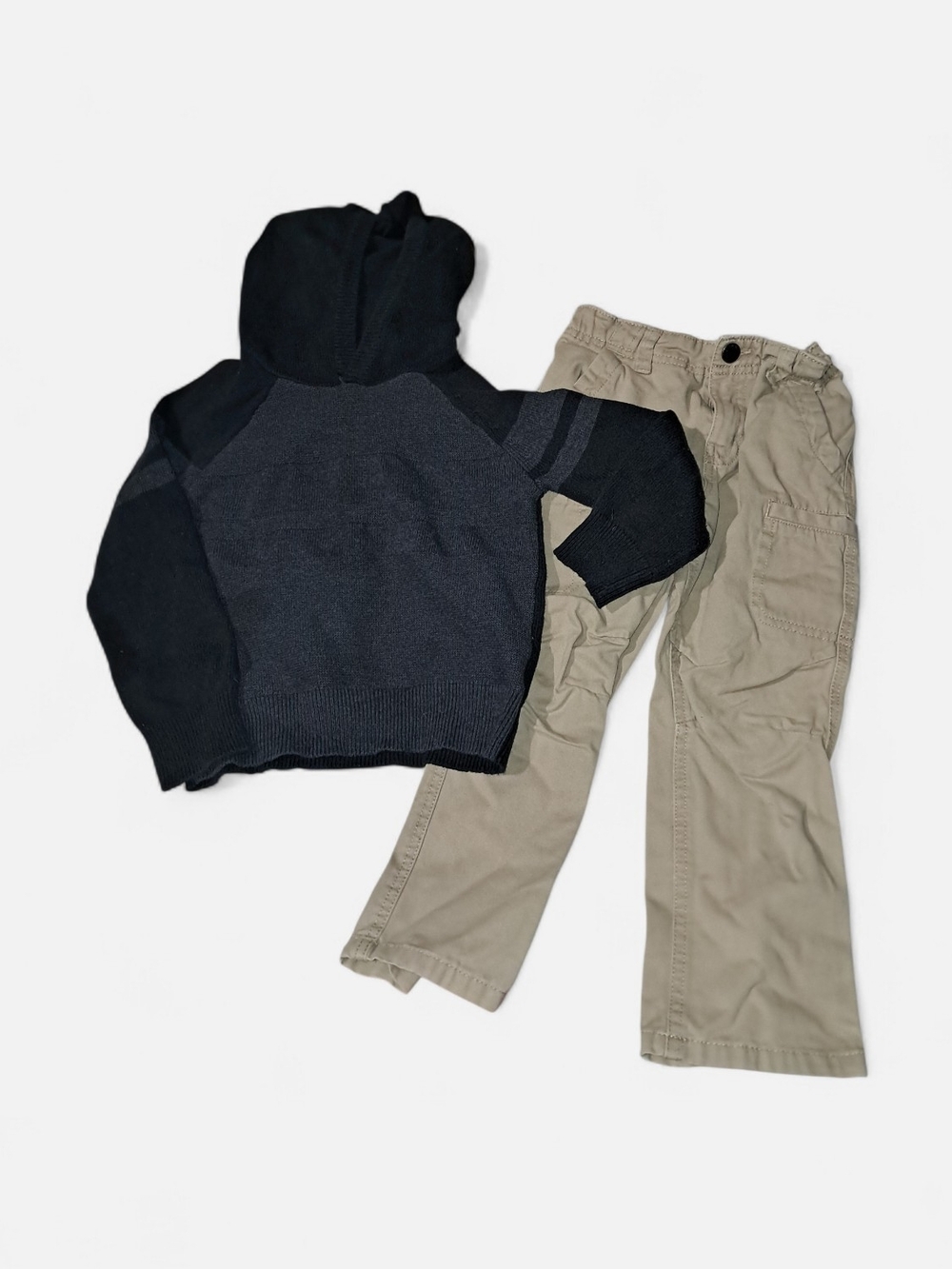 4T Kids Khaki Cargo Pants & Cat&Jack Hooded Sweater